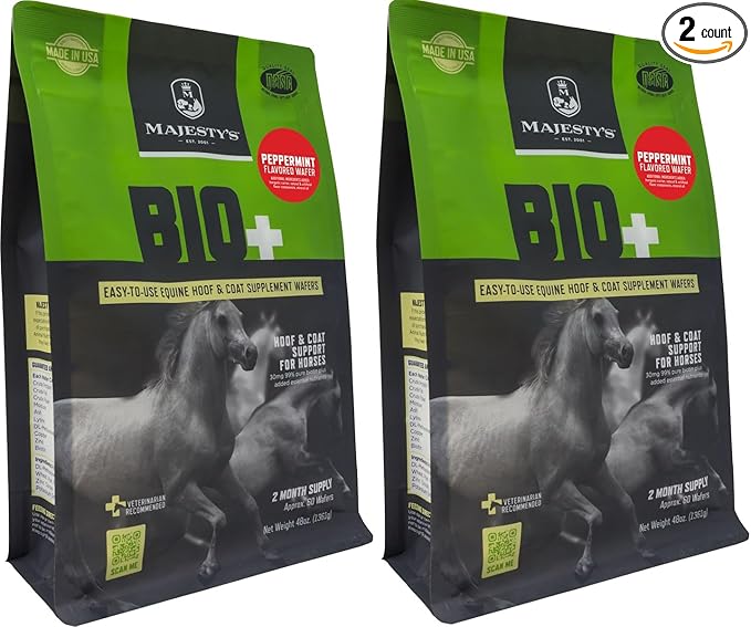 Majesty's Peppermint Flavored Biotin Wafers - Superior Horse/Equine Hoof and Coat Support Supplement - Copper, Zinc, Lysine, Methionine