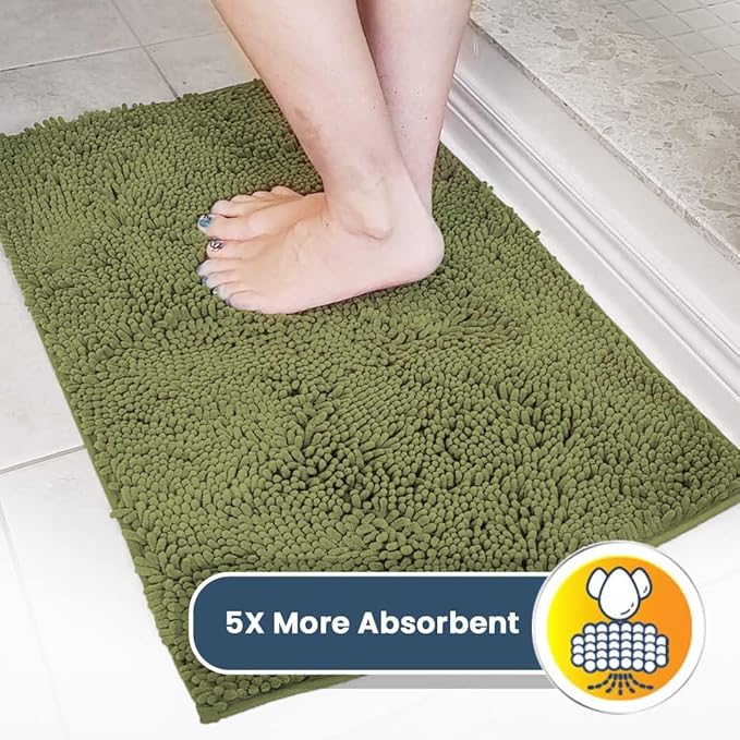 Muddy Mat® Shown on TV – Super Absorbent Door Mat Indoor, Microfiber Quick Dry Chenille Entryway Rug, Non-Slip Front Door Mat, Indoor Mats for Entryway, Machine Washable Pet Rug, Army Green 24"x36"