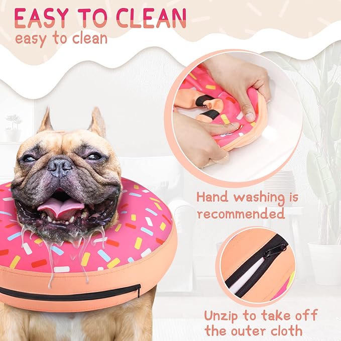 Supet Inflatable Dog Cone Collar for Large Medium Small Dogs, Soft Cone Collar for Dogs Cats, ECollar Doggie Neck Donut Dog Cone Alternative After Surgery