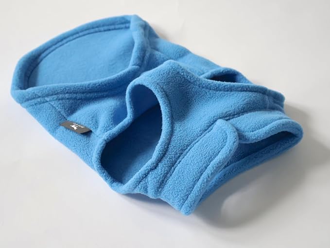 JACKO & CO - Fleece Vest Sweater with Leash Ring - Soft Lightweight Breathable for Puppies Small Medium Dogs, Kitten, Cats, Chihuahua - Warm for Fall/Autumn/Winter (Blue, Medium 6-10lbs)