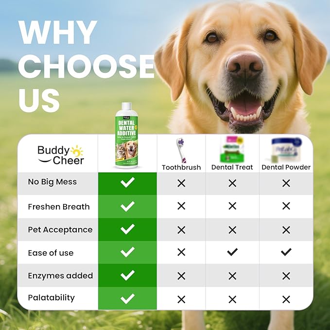 Dog Breath Freshener – Enzymatic Dog Dental Water Additive for Teeth Claning – Freshens Breath & Reduces Tartar – Easy Dog Mouthwash Cleaner for Teeth & Gums – No Brushing Needed, Uncented, 16oz