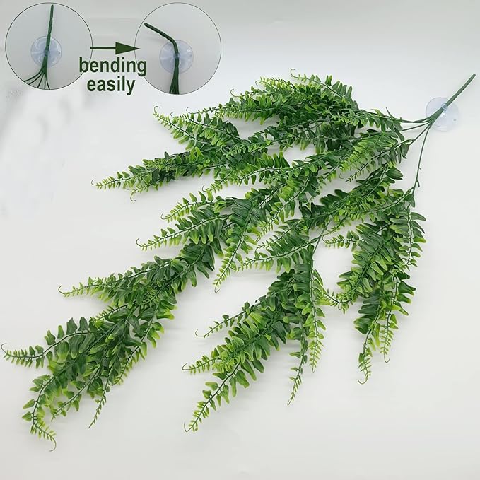Reptile Plants for Bearded Dragon Tank Accessories, Terrarium Plant Artificial Decor for Snake Cage, Fake Plant for Leopard Gecko Habitat, Lizard Chameleon Ball Pythons (Group BP)