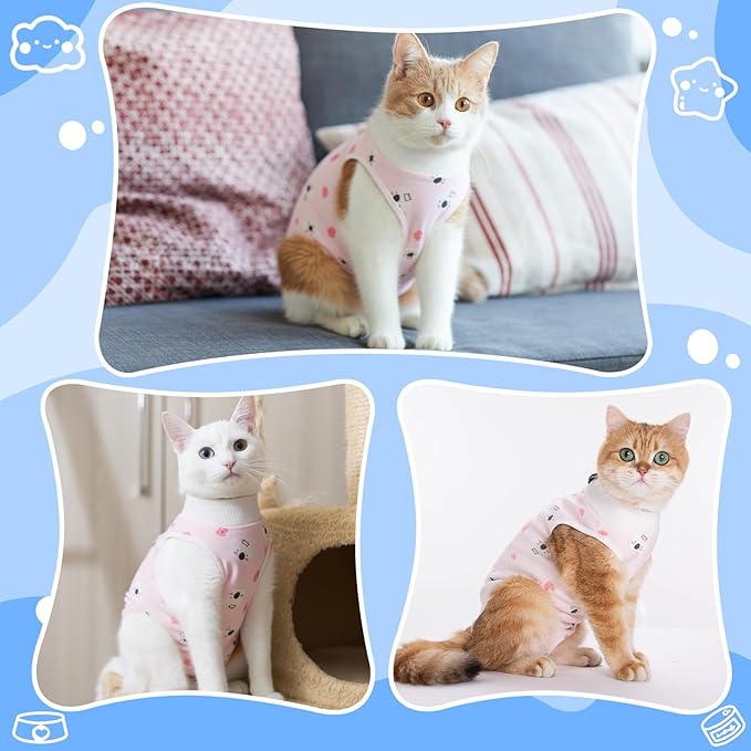 Cat Recovery Suit Female, Breathable Cat Onesie After Surgery Female for Abdominal Wounds or Skin Diseases, Surgery Recovery Suit Kitten Onesie After Spay Wear Anti Licking