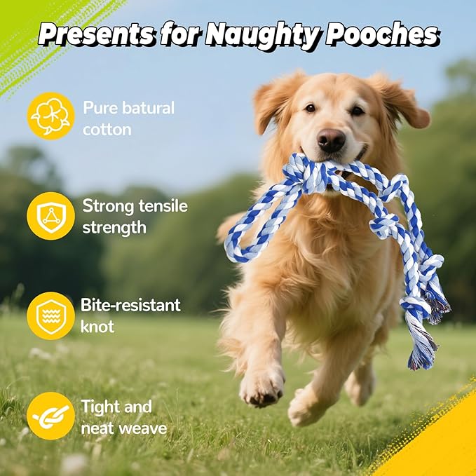 YALAVA Dog Rope Toys for Aggressive Chewers, 20 Inch 2 Pack Heavy Duty Chew Toys for Teeth Cleaning, Cotton Rope Dog Tug Toy for Medium to Large Breed