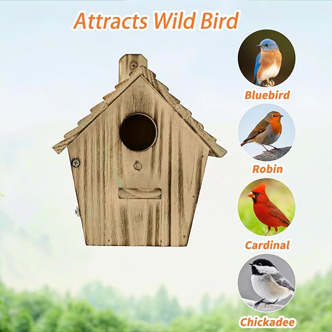 Bird House Bird Houses for Outside with Pole Wooden Bird House for Finch Bluebird House Cardinals Hanging Birdhouse Clearance Garden Country Cottages (B8)