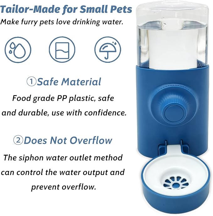 Fhiny Rabbit Water Bottle No Drip, 2 PCS Hanging Guinea Pig Water Dispenser 600ml Small Animal Gravity Automatic Water Feeder for Bunny Guinea Pigs Chinchillas Hedgehogs Ferrets Squirrels (Blue)