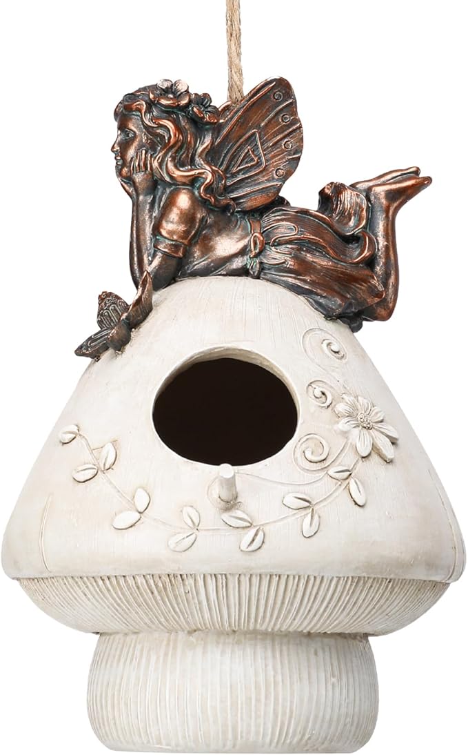 Yinns Resin Bird House, Birdhouses for Outdoors, Patio Garden Decorative for Nesting Humming Bird, Bluebird, Wren, Bird Lover Gift