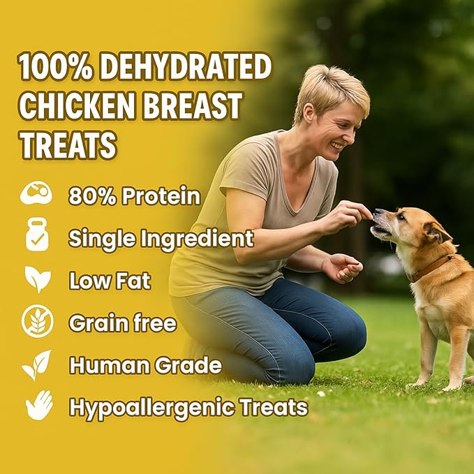 Ruff Town Dog Treats - Chicken Jerky for Dogs | Dehydrated Chicken Breast | Training Treats | Human Grade, High Protein, Single Ingredient | Grain-Free, Hypoallergenic | All Breeds, Made in USA, 4 oz