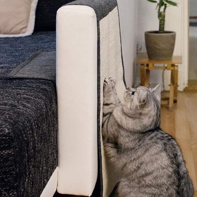 Navaris 2X Cat Scratch Mats Sofa Protector - Natural Sisal Furniture Protector Scratching Pads for Cats - Chair, Couch, Seat, Stairs