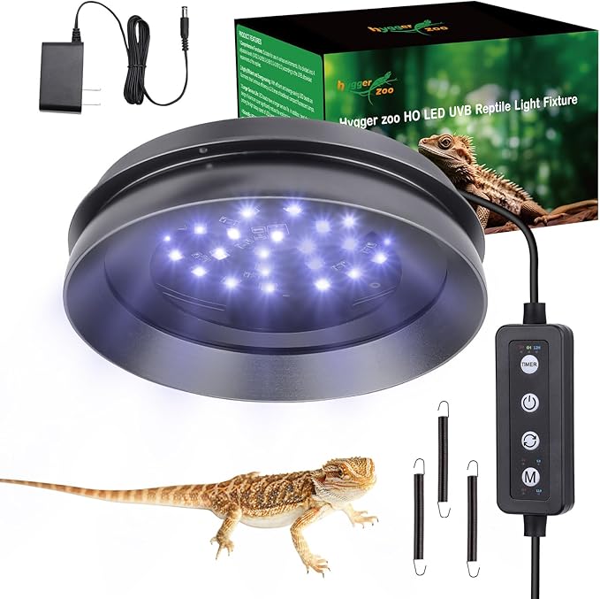 UVB Light for Reptiles with Dimming, LED UVB Light Bulb Fixture for Bearded Dragon Gecko Lizard Turtle Snake, Adjustable Brightness UVA UVB Lamp for Tropical & Desert Reptile Tank Accessories 6W Grey