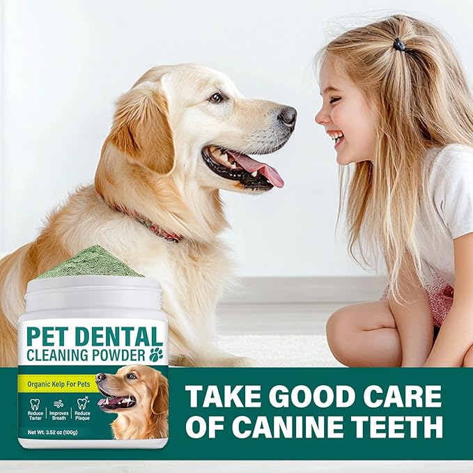 Dog Teeth Cleaning Powder, Dog Dental Powder for Bad Breath&Food Residue, Natural