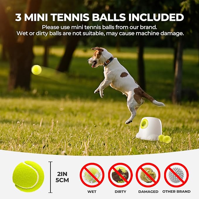 AFP Automatic Ball Launcher for Dogs Dog Fetch Ball Thrower Interactive Puppy Pet Ball Launcher for Small & Medium Dogs Indoor/Outdoor Dog Ball Thrower Machine 3 Balls Included (2 inch)