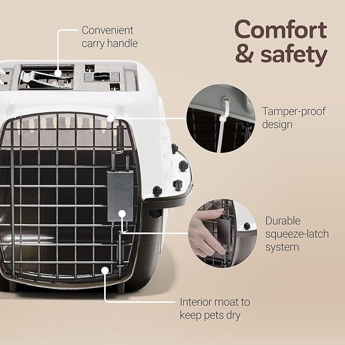 Petmate Dog Crates for Small Dogs & Cat Carriers, Two-Door Plastic Pet Kennel, Top & Front Loading, Made in USA, 19", White