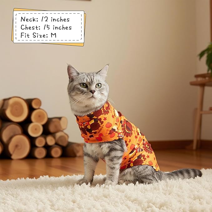 EXPAWLORER Thanksgiving Cat Sweater - Sweaters for Cats Only Soft Warm Pet Clothes, Fall and Winter Turkey Coat Pullover Design, Fleece Sweatshirt Clothing Also for Puppy Small Dogs, Small