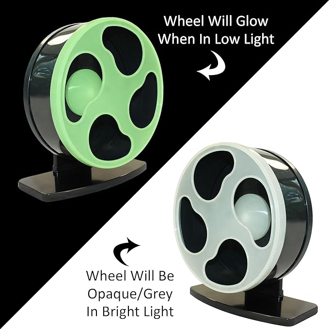 Silent Runner- 9" Regular - Exercise Wheel + Stand + Cage Attachment (Glow in The Dark)