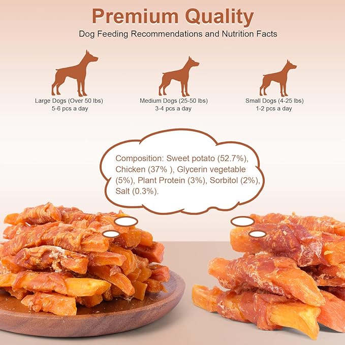 Dog Treats Chicken Wrapped Sweet Potato Dog Treats, Puppy Training Snacks, Rawhide Free Treats 1lb/454g