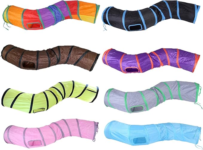 iCAGY Cat Tunnel for Indoor Cats Interactive, Rabbit Tunnel Toys, Pet Toys Play Tunnels for Cats Kittens Rabbits Puppies Crinkle Pop Up Blue 47" Shape S