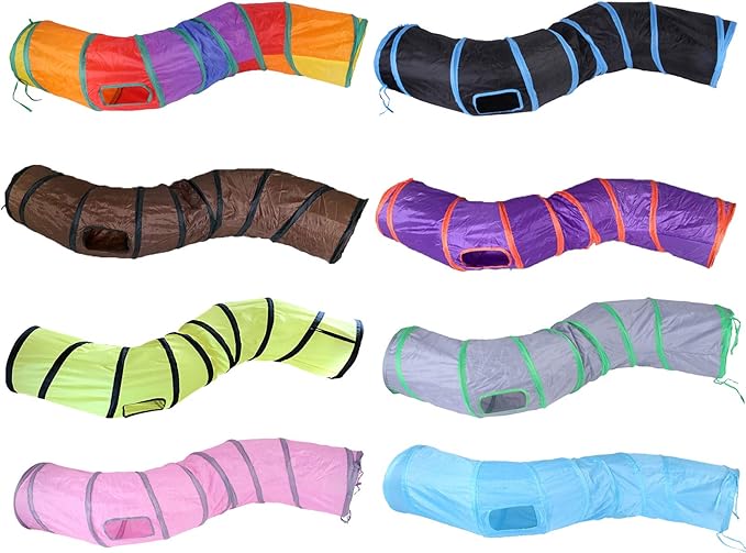 iCAGY Cat Tunnel for Indoor Cats Interactive, Rabbit Tunnel Toys, Pet Toys Play Tunnels for Cats Kittens Rabbits Puppies Crinkle Pop Up Yellow 47" Shape S
