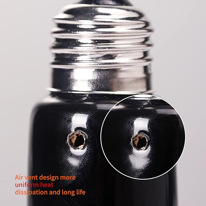 100W 2PCS Reptile Heat Lamp Black Ceramic Heat Emitter,Infrared Heater Bulb for Pet Coop Heater Chicken Lizard Turtle Brooder Aquarium Snake