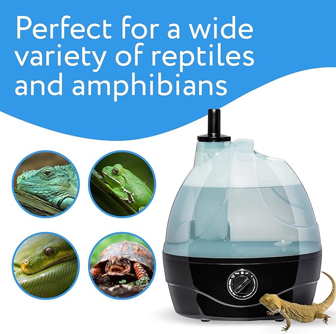 Evergreen Pet Supplies Reptile Humidifier and Fogger for Terrariums and Enclosures - Great for Reptilians and Amphibians - Includes Large Water Tank and Adjustable Fog Output (Holds 2L of Water)