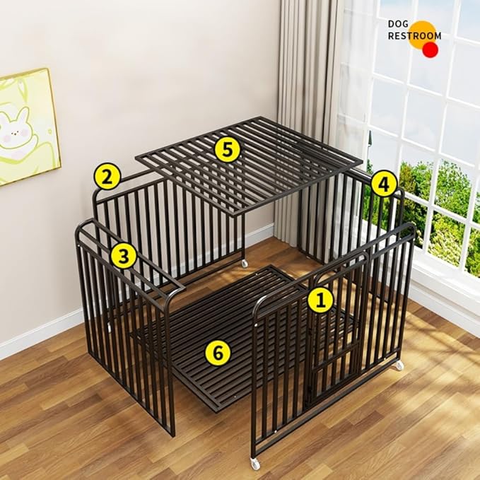 37 Inch Heavy Duty Dog Crate with Wheels,Dog Cage for Large and Medium Dogs with Removable Tray,Dog Kennel Indoor