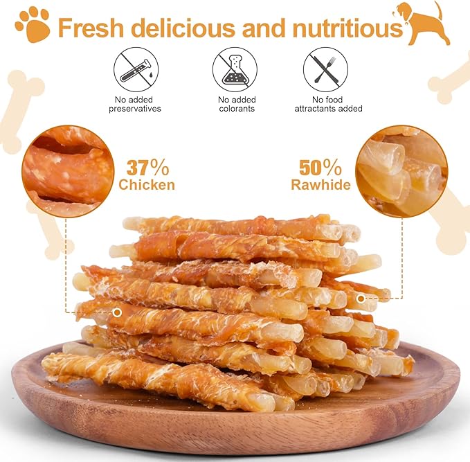 Chicken Wrapped Rawhides Dogs Treats Puppy Training Snacks Sticks Dog Chews 2lb