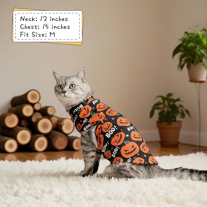 EXPAWLORER Cat Halloween Sweater - Sweaters for Cats Only Soft Warm Pet Clothes, Fall and Winter Pumpkin Coat Pullover Design, Fleece Sweatshirt Clothing Also for Puppy Small Dogs, Small