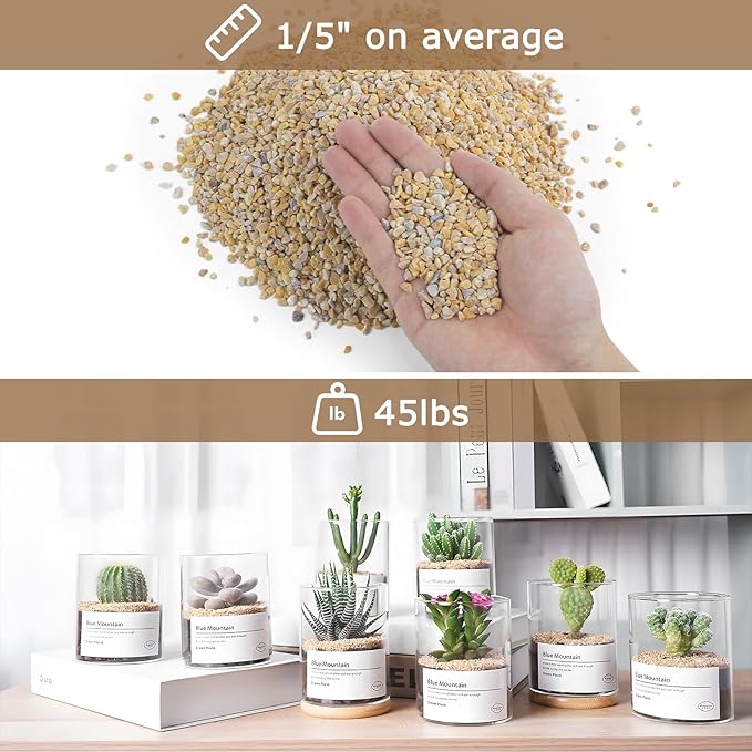 45Lb 1/5Inch Natural Pea Gravel for Landscaping,Decorative Aquarium Gravel,Terrarium Rocks for Fish Tank Stones for Vases Filling DIY Project Garden Indoor Outdoor