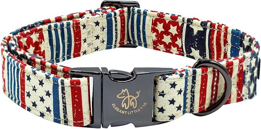 Elegant little tail Independence Dog Collar, Holiday Pet Collar Patriotic Dog Durable Dog Collars Girl or Boy Soft Pet Gift Adjustable Dog Collar for Small Medium Large Dogs