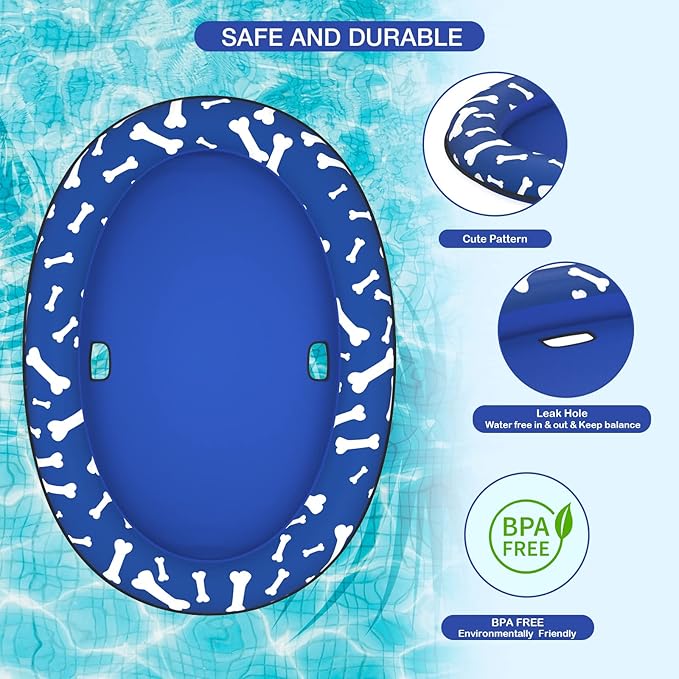 Pet Soft Dog Float Raft - Inflatable Dog Swimming Float for Summer (Blue Bone)