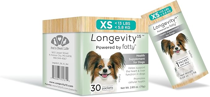 Longevity15 – C15:0 – Fatty Acid Health Supplement for Dogs – Healthy Pet Supplies – for Extra Small Dogs, 1 Pack
