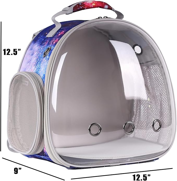 Guinea Pig Carrier Backpack, Bearded Dragon Backpack, Reptile Lizard Clear Space Capsule Bubble Astronaut Window Backpack Carrier for Bunny Hedgehog Rabbit Hamster (Galaxy Blue)