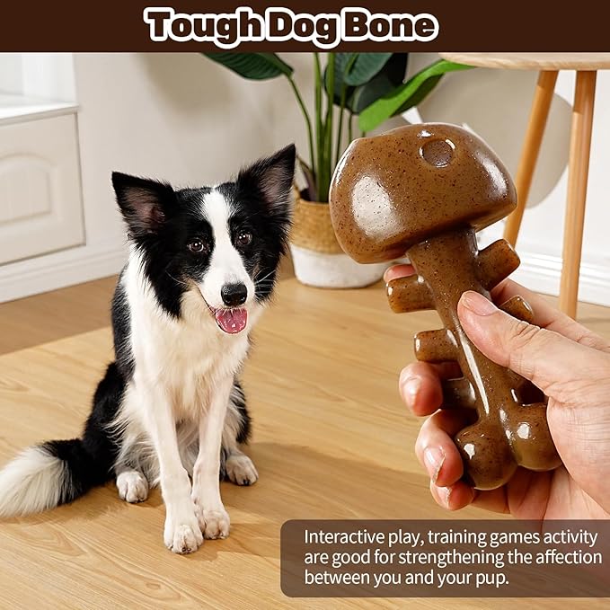 MewaJump Dog Chew Toys for Aggressive Chewers - Indestructible Fish Bone Toys, Durable Entertainment for Medium/Large Breed Dogs