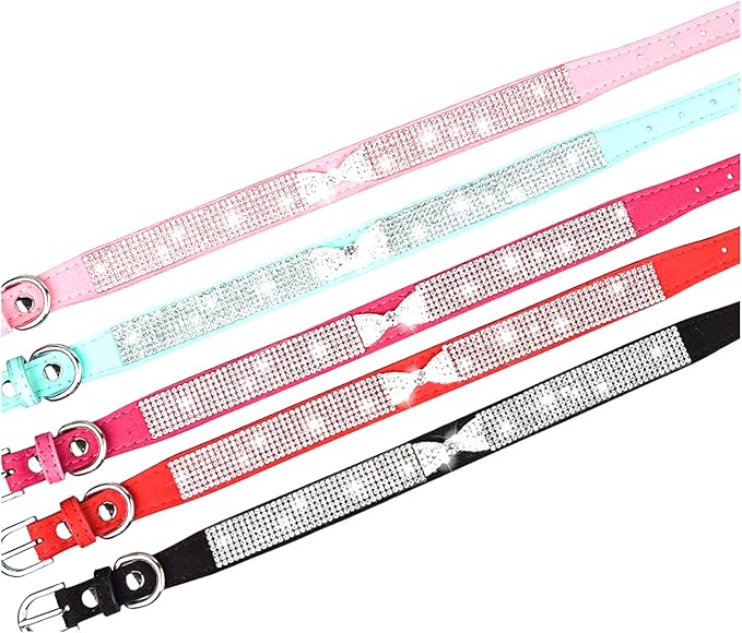 Cute Dog Collar with Bling Rhinestone, Fancy Crystal Diamond Glitter Pretty Jewel Soft Cat Collars for Small Medium Large Breed Dogs Girl Female Pet Puppy Kitten Terrier (M, Purple4)