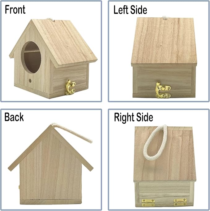 Tfwadmx Wooden Bird House, Hanging Birdhouse for Outside, Garden Patio Decorative Nest Box Bird House for Robin Budgie Swallow Little Sparrow Finch Throstle or Medium Size Birds