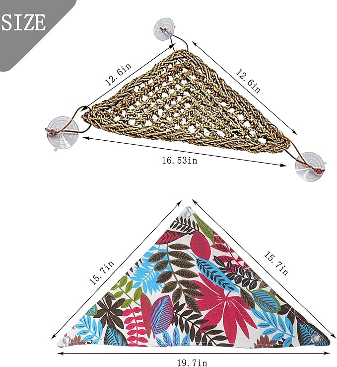 PINVNBY Bearded Dragon Habitat Decoration,Reptiles Hammock Natural Seagrass Lizard Lounger Bridge Coconut Shell Hut Hideout Cave Jungle Climber Terrarium Accessories for Gecko Chameleon Snakes(5 Pcs)