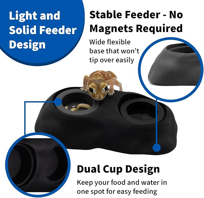 Pangea Ultimate Eco Dish, Crested Gecko Food and Water Bowl for Terrestrial Lizards, Durable Silicone Feeding Accessory for Reptile Terrariums 3.125in x 5.5in (Blue Marble)