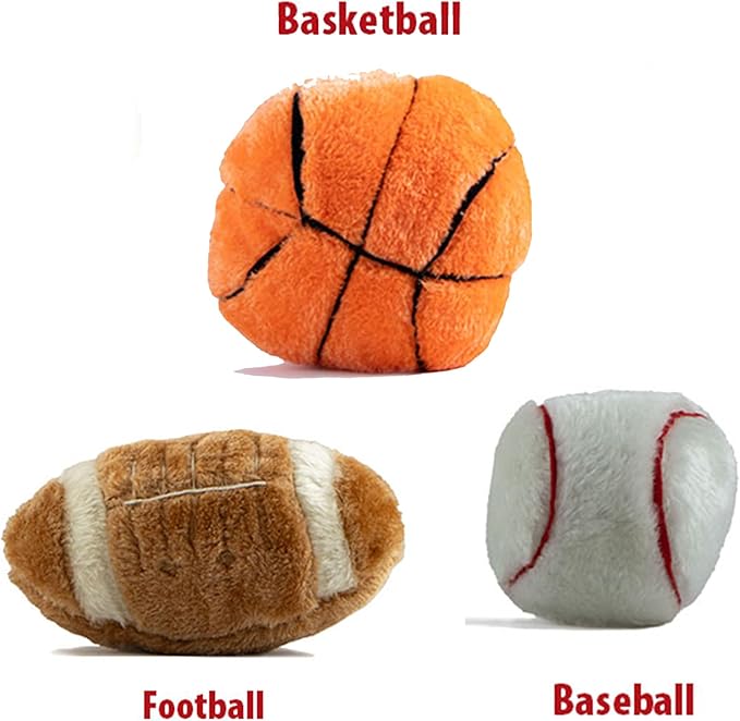 Jeffers Pet Plush Dog Toy with Squeaker, Baseball 4" - Soft Crinkle Fabric, Safe & Durable, Healthy Fun for Small & Medium Dogs, Interactive Play, Fetch, Tug - Best Gift for Active Games