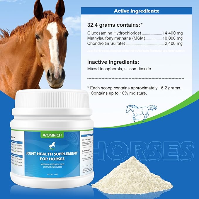Joint Health Supplement for Horses Powder - Glucosamine, MSM, Chondroitin Sulfate - Joint Support Supplement for Horses Senior Horse Joint Support Formula