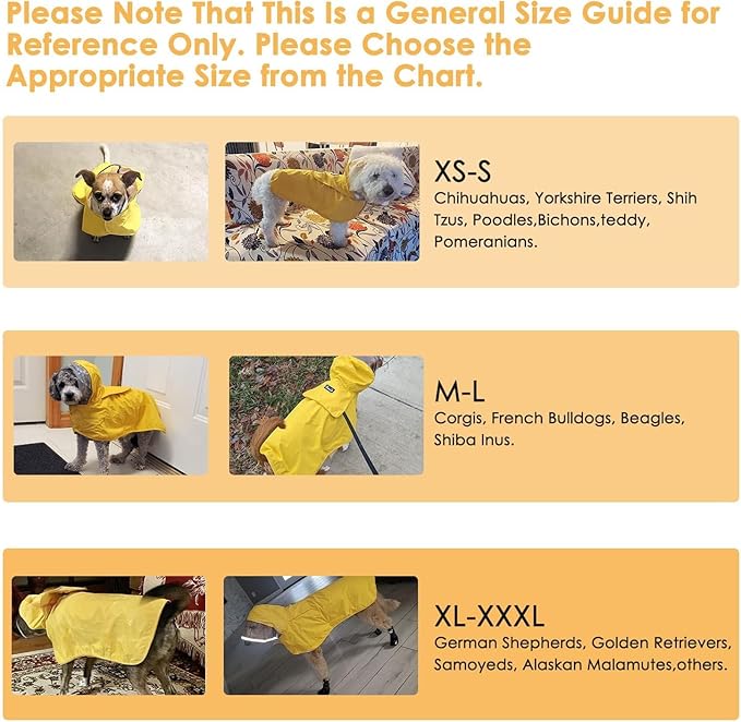 Lukovee Dog Raincoat, Adjustable Dog Rain Jacket with Clear Hooded Double Layer for Large Medium Small Dogs Puppies, Waterproof Rain Coat Poncho with Reflective Storage Pocket & Rim (Yellow, XXL)