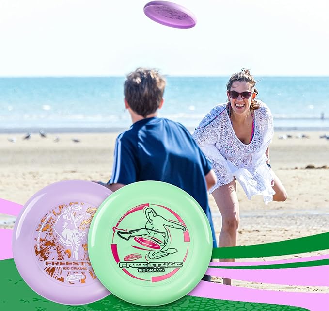 Wham-O Frisbee Freestyle Flying Disc 160g, 10.5 Inch Durable and Flexible Sport Disc for Outdoor Beach Backyard Family Fun