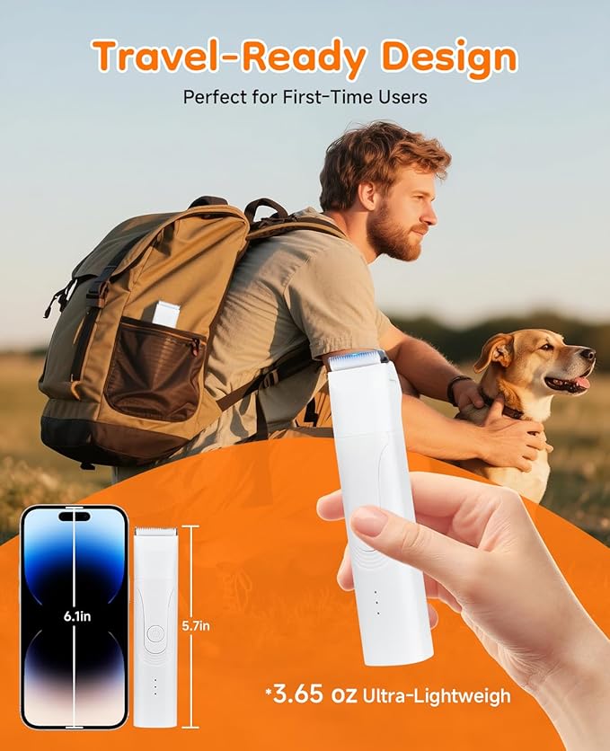 Dog Grooming Kit Quiet, 14 in 1 Dog Hair Trimmers with Paw Nail Grinder & Pet Clippers, Low Noise,Waterproof, Rechargeable, 3 Blades for Paws, Eyes, Ears, Face – Safe for Dogs & Cats