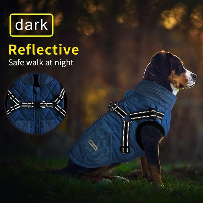 Mosucoirl Warm Dog Coats Pet Clothes, Waterproof Dogs Jacket Reflective Pet Outfits Winter Dog Cold Weather Coat Cozy Snow Jackets Vest for Small Medium Large Dogs Puppy Doggie