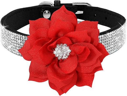 Cute Dog Collar with Bling Rhinestone, Fancy Crystal Diamond Glitter Pretty Jewel Soft Cat Collars for Small Medium Large Breed Dogs Girl Female Pet Puppy Kitten Terrier (XS, Black2)