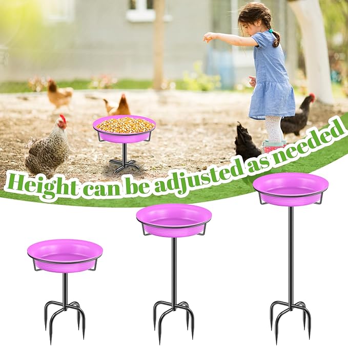 28In Freestanding Birdbaths Bowl Outdoor, Standing Garden Bird Bath Bird Feeder Bowl with Metal Stake, Detachable Decoration Spa Birdfeeder for Garden Patio Yard Lawn, 4 Spiky Feet (Purple)