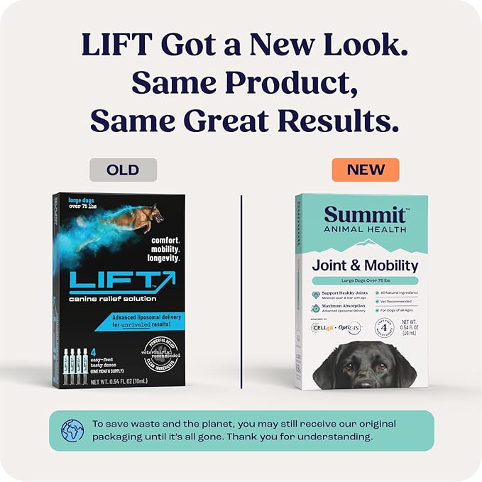 Summit Canine Joint and Mobility Supplement for Large Dogs (Previously Lift), All Natural Liquid Chondroitin with Liposomal Delivery for Arthritis, Hip & Joint Support Vitamin, (Dogs 75+lbs)