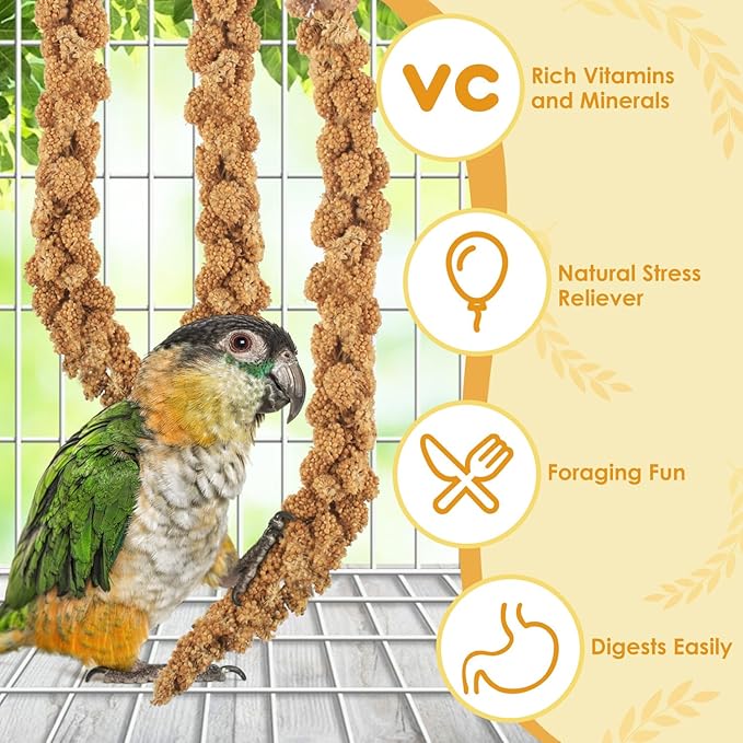 KATUMO Spray Millet Treats, 7Oz / 200g Natural Sun-Dried Bird Treats for Parakeet Conure Cockatiel Finch Pigeon Hamster Canary