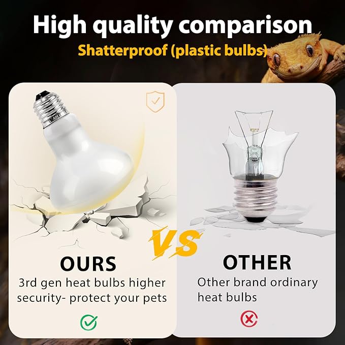 Reptile Heat Lamp, heat lamp bulbs , basking bulb 100w 4 Pack, basking light for bearded dragon, UVA UVB reptile light bulb for Bearded Dragon, Turtles, Tortoise, Lizard, Snake, Chameleon, Chicken