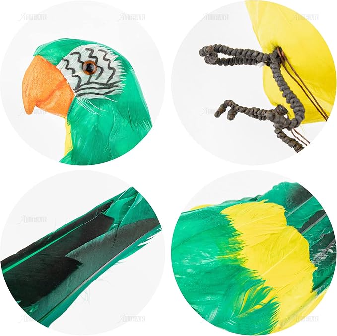 AUEAR, 17.7 Inch Green Artificial Big Parrot Simulation Lifelike Birds for Decoration
