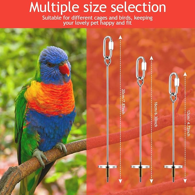 Weewooday 3 Pcs Bird Cage Food Holder Parrot Bird Feeder Toy Stainless Steel Fruit Kabob Clip Treats Cage Skewer Foraging Hanging Small Animal Vegetable Stick Feeder for Parakeet Cockatoo Cockatiel